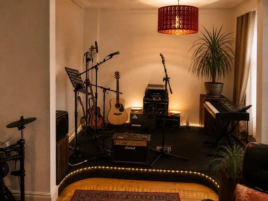 Tracking Room — Gitarren, Mikros, LED-Strip